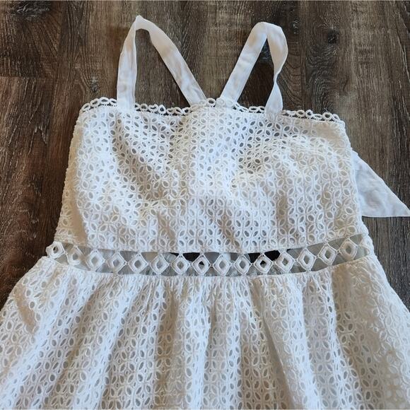 Place Nationale Le Gayan Dress White Eyelet Size 2 US Medium NWT Sleeveless Midi - Picture 4 of 10